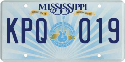 MS license plate KPQ019