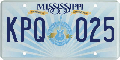 MS license plate KPQ025
