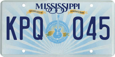 MS license plate KPQ045