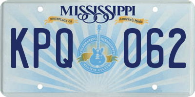MS license plate KPQ062
