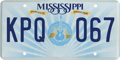 MS license plate KPQ067