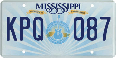MS license plate KPQ087