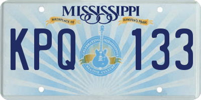 MS license plate KPQ133