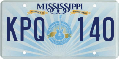 MS license plate KPQ140