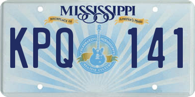 MS license plate KPQ141