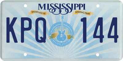 MS license plate KPQ144