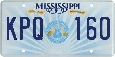 MS license plate KPQ160