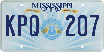 MS license plate KPQ207