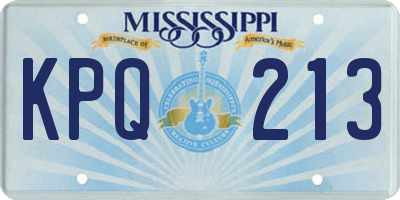 MS license plate KPQ213