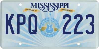 MS license plate KPQ223