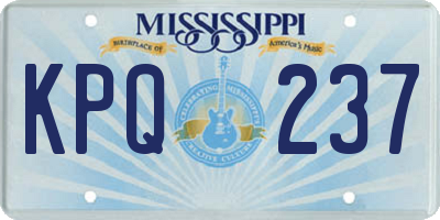 MS license plate KPQ237