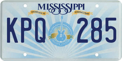 MS license plate KPQ285