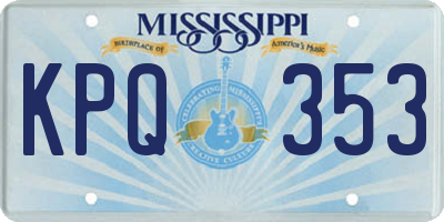 MS license plate KPQ353