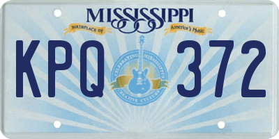 MS license plate KPQ372