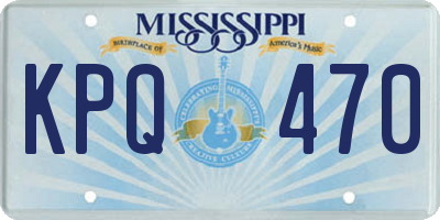 MS license plate KPQ470
