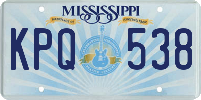 MS license plate KPQ538