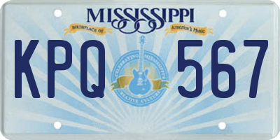 MS license plate KPQ567