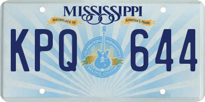 MS license plate KPQ644