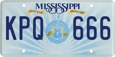 MS license plate KPQ666