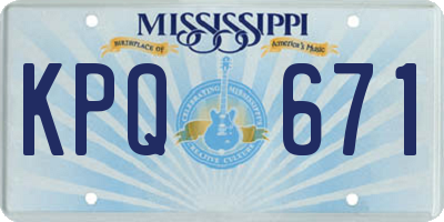 MS license plate KPQ671