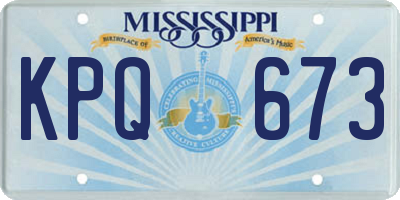 MS license plate KPQ673