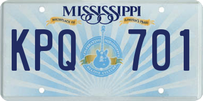 MS license plate KPQ701