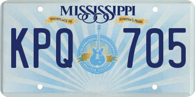 MS license plate KPQ705