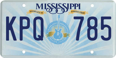 MS license plate KPQ785