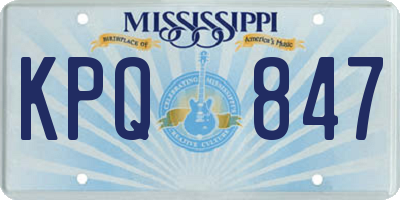MS license plate KPQ847