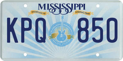 MS license plate KPQ850