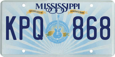 MS license plate KPQ868