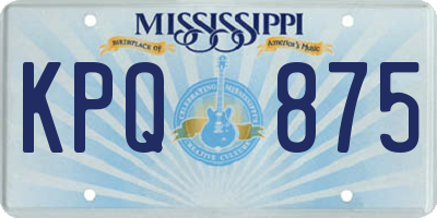 MS license plate KPQ875