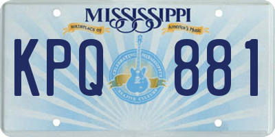MS license plate KPQ881