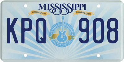 MS license plate KPQ908