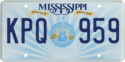 MS license plate KPQ959