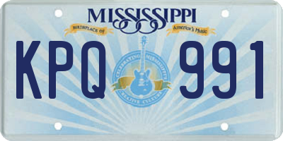 MS license plate KPQ991