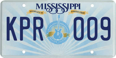 MS license plate KPR009