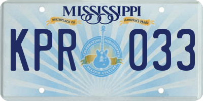 MS license plate KPR033