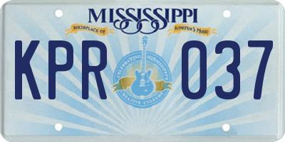 MS license plate KPR037