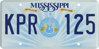 MS license plate KPR125