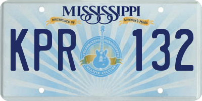 MS license plate KPR132
