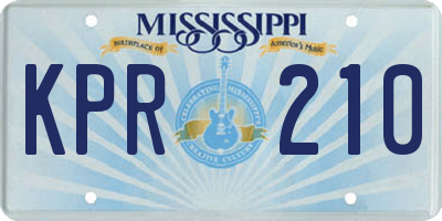 MS license plate KPR210