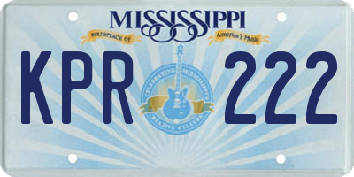 MS license plate KPR222