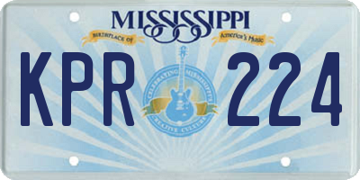 MS license plate KPR224