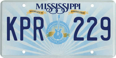 MS license plate KPR229
