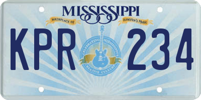 MS license plate KPR234
