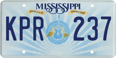 MS license plate KPR237