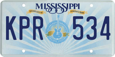 MS license plate KPR534