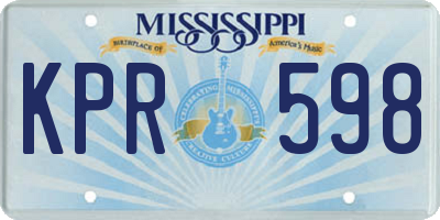 MS license plate KPR598