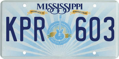 MS license plate KPR603